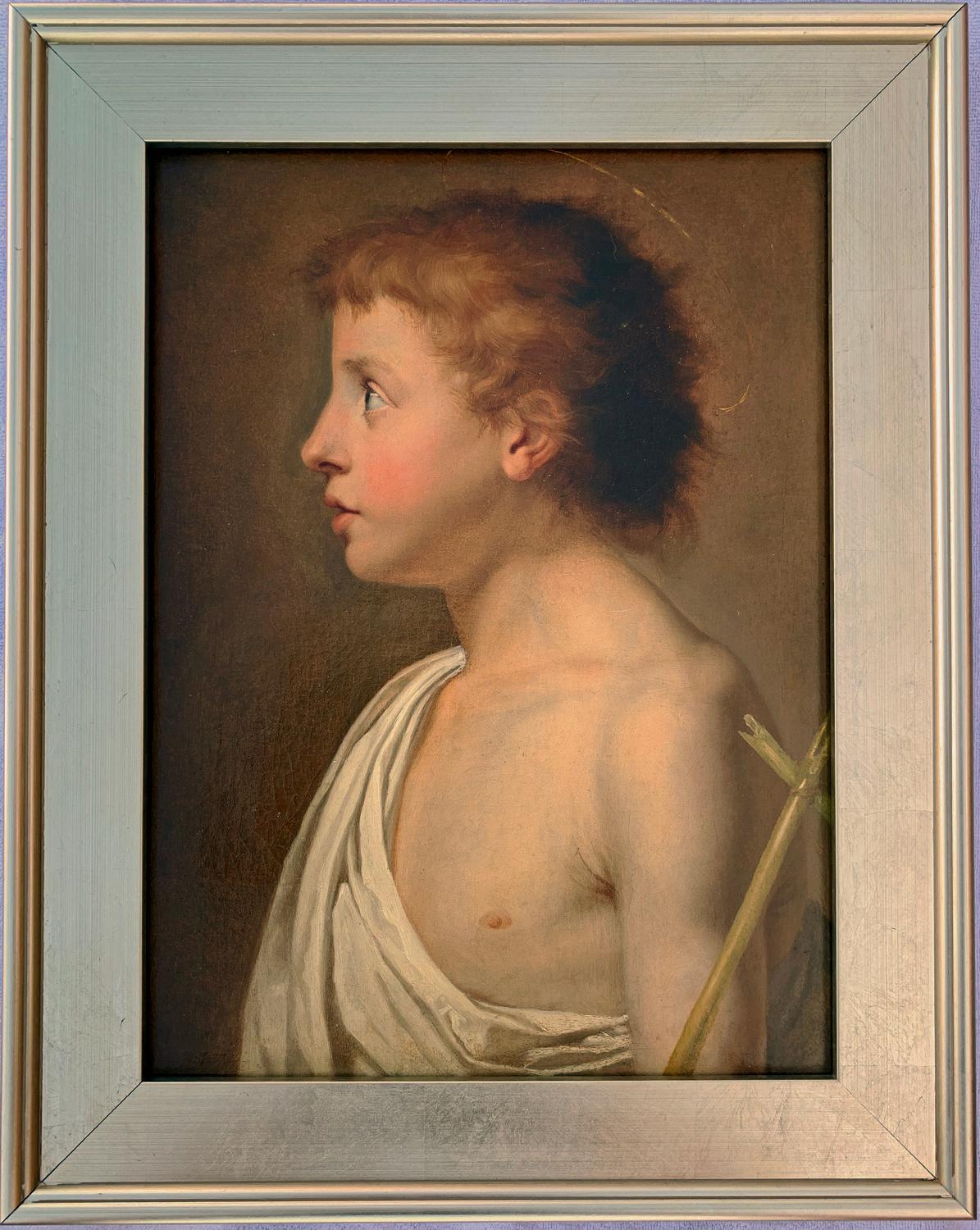 Figurative Painting di Unknown - Ritratto europeo del XVIII secolo di Saint Johns da bambino.