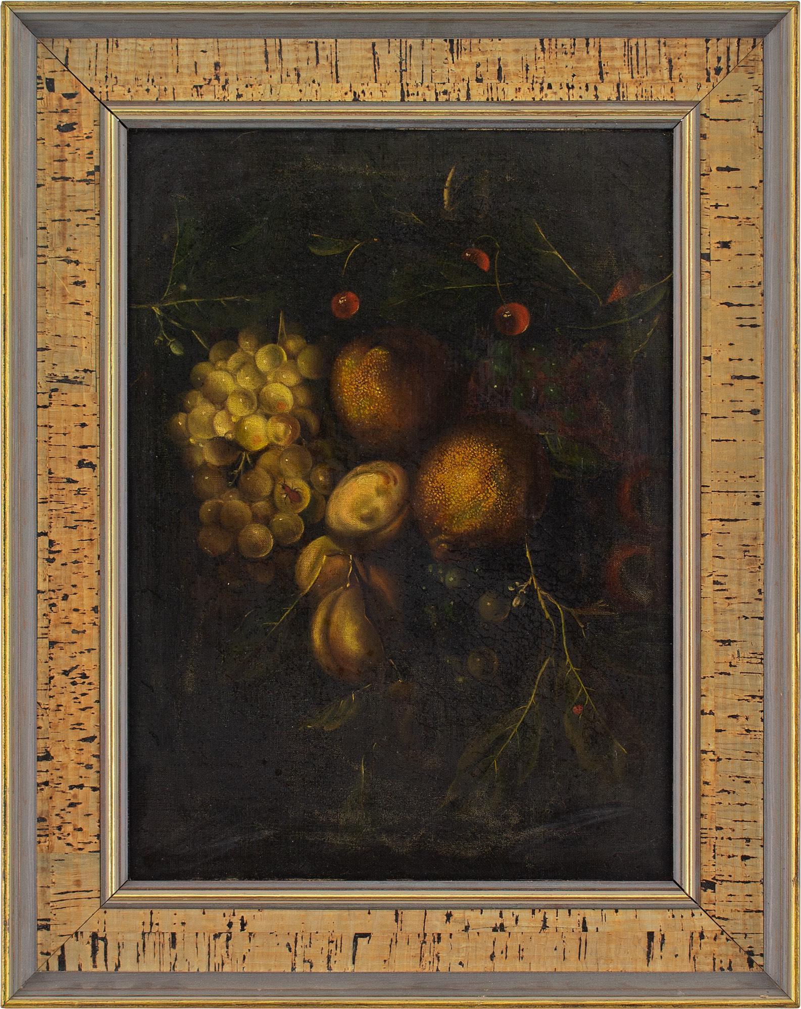 Unknown Still-Life Painting - 18th-Century European Still Life Life With Fruit, Oil Painting