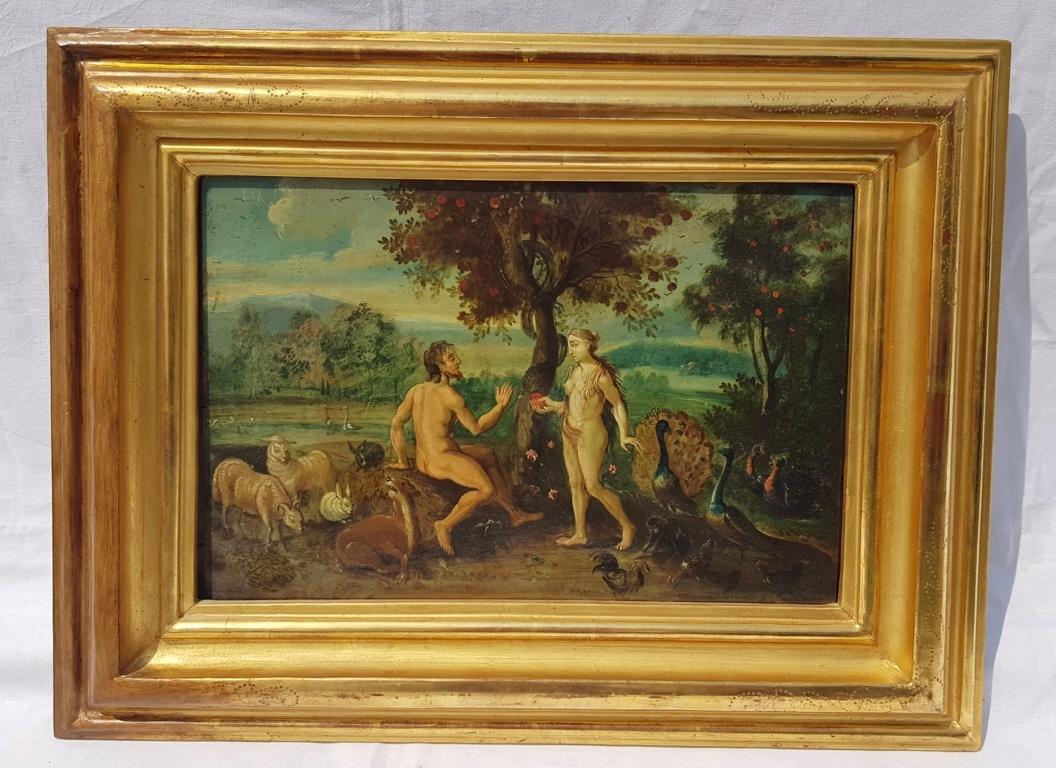 adam and eve oil painting