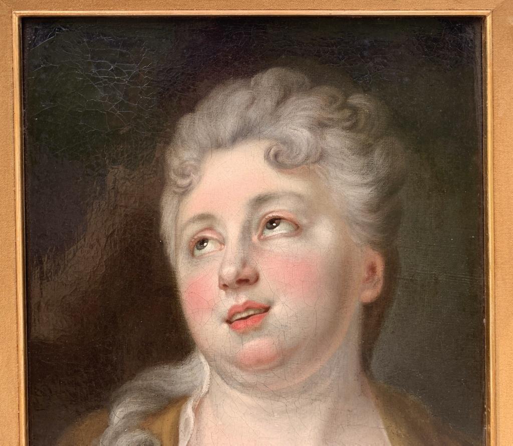 18th century French figure painting - Portrait lady - Oil on canvas Rococò - Rococo Painting by Unknown