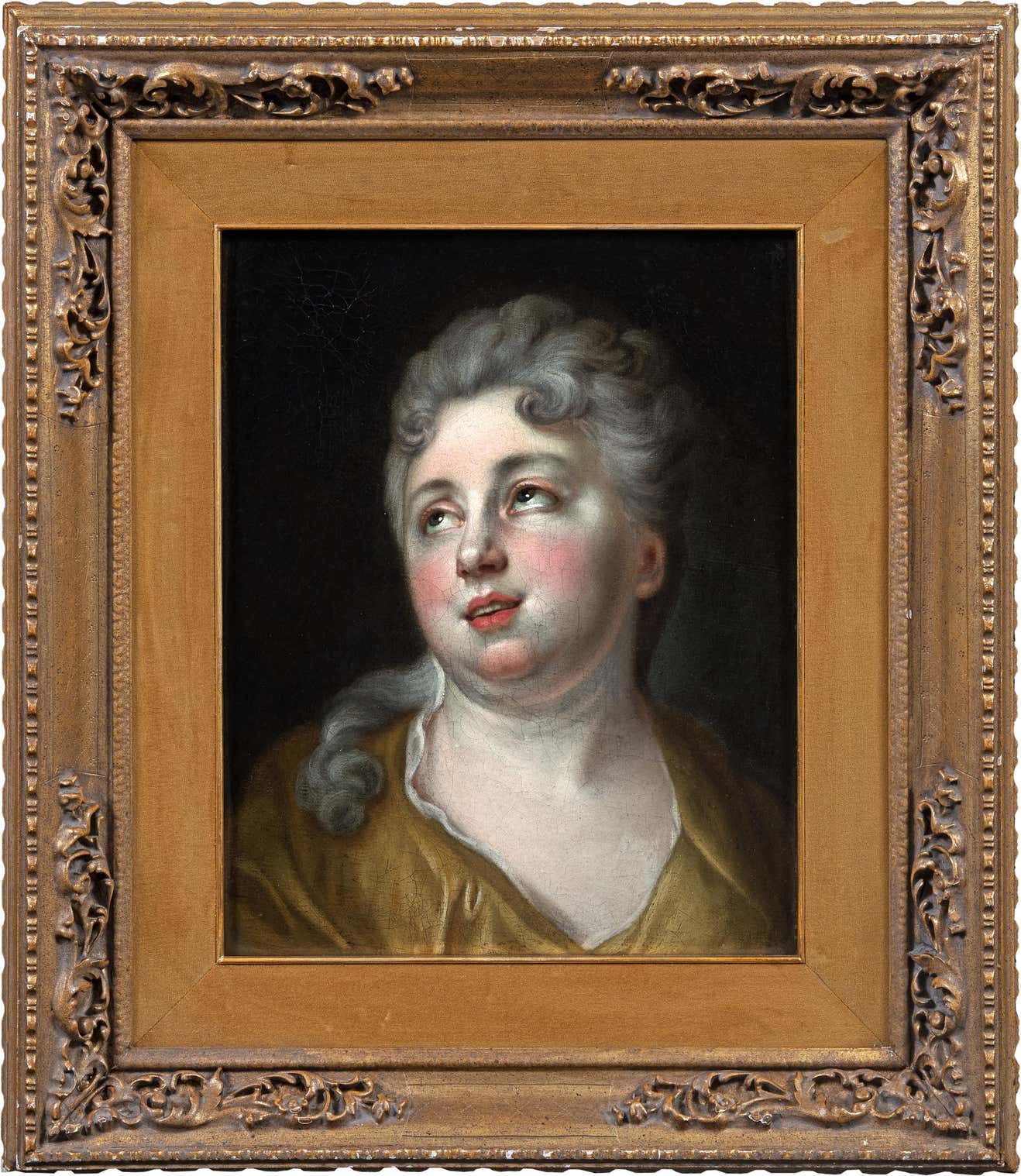 Retratos Rococo Unknown - 18th century French figure painting - Portrait lady - Oil on ...