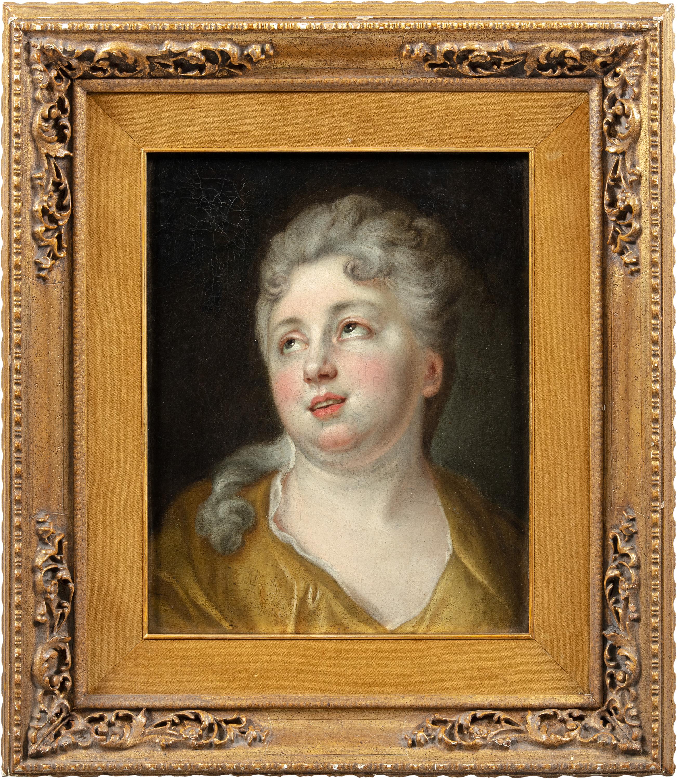 18. Jahrhundert Französische Figurenmalerei - Portrait Dame - Öl auf Leinwand Rococò