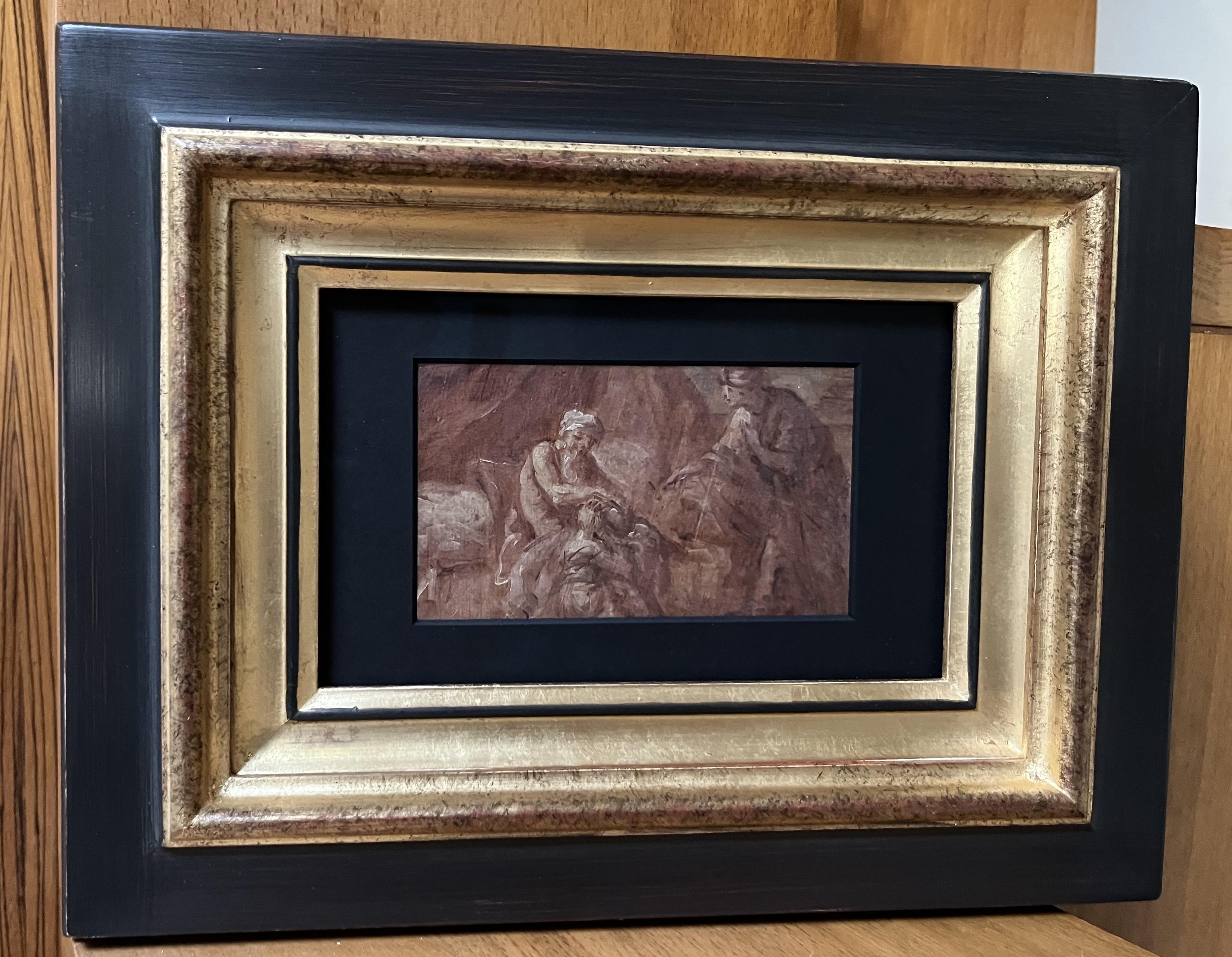 Französische Schule des 18. Jahrhunderts, Jakobs Segen, Öl auf Papier im Angebot 5