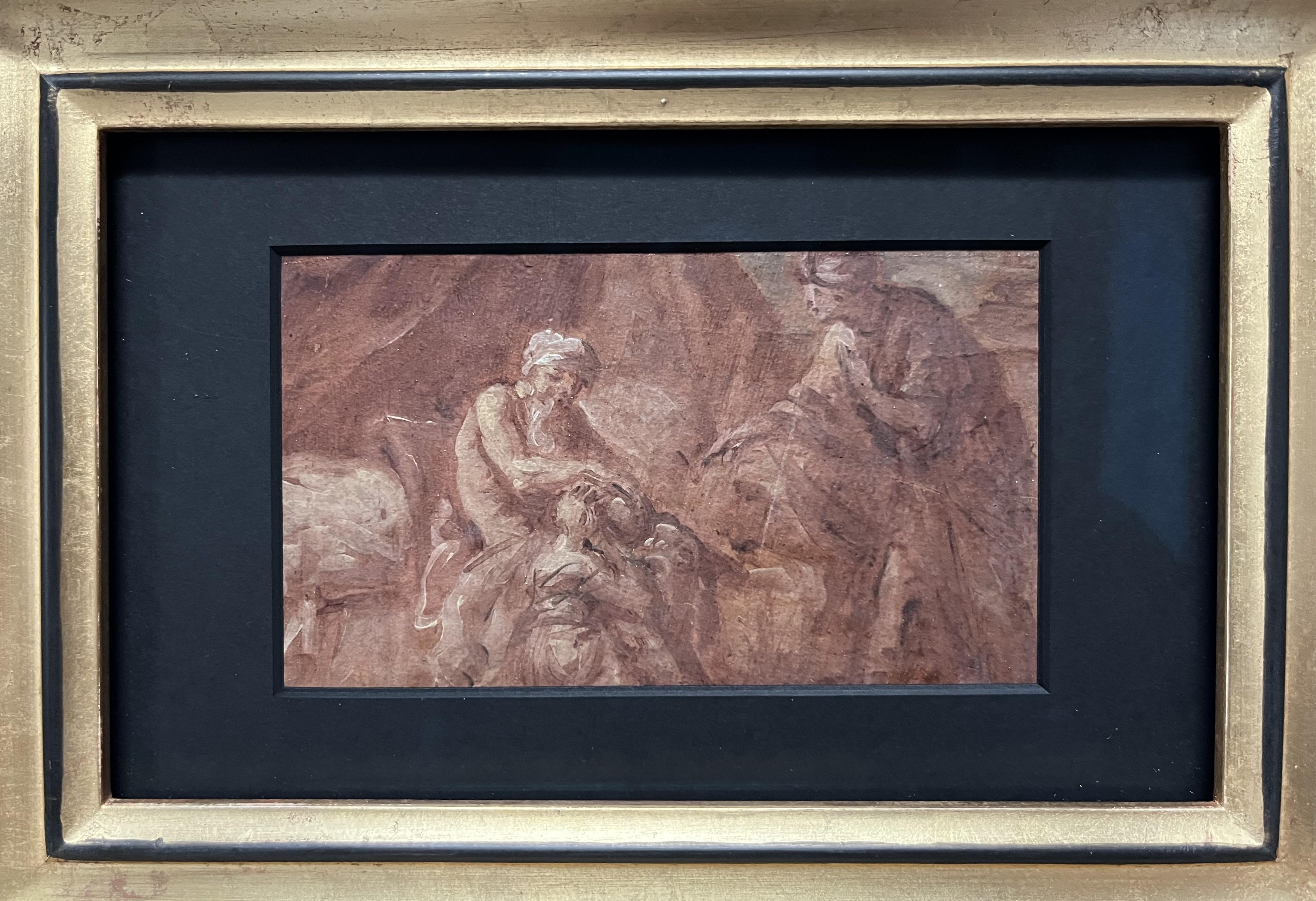 Französische Schule des 18. Jahrhunderts, Jakobs Segen, Öl auf Papier (Alte Meister), Painting, von Unknown