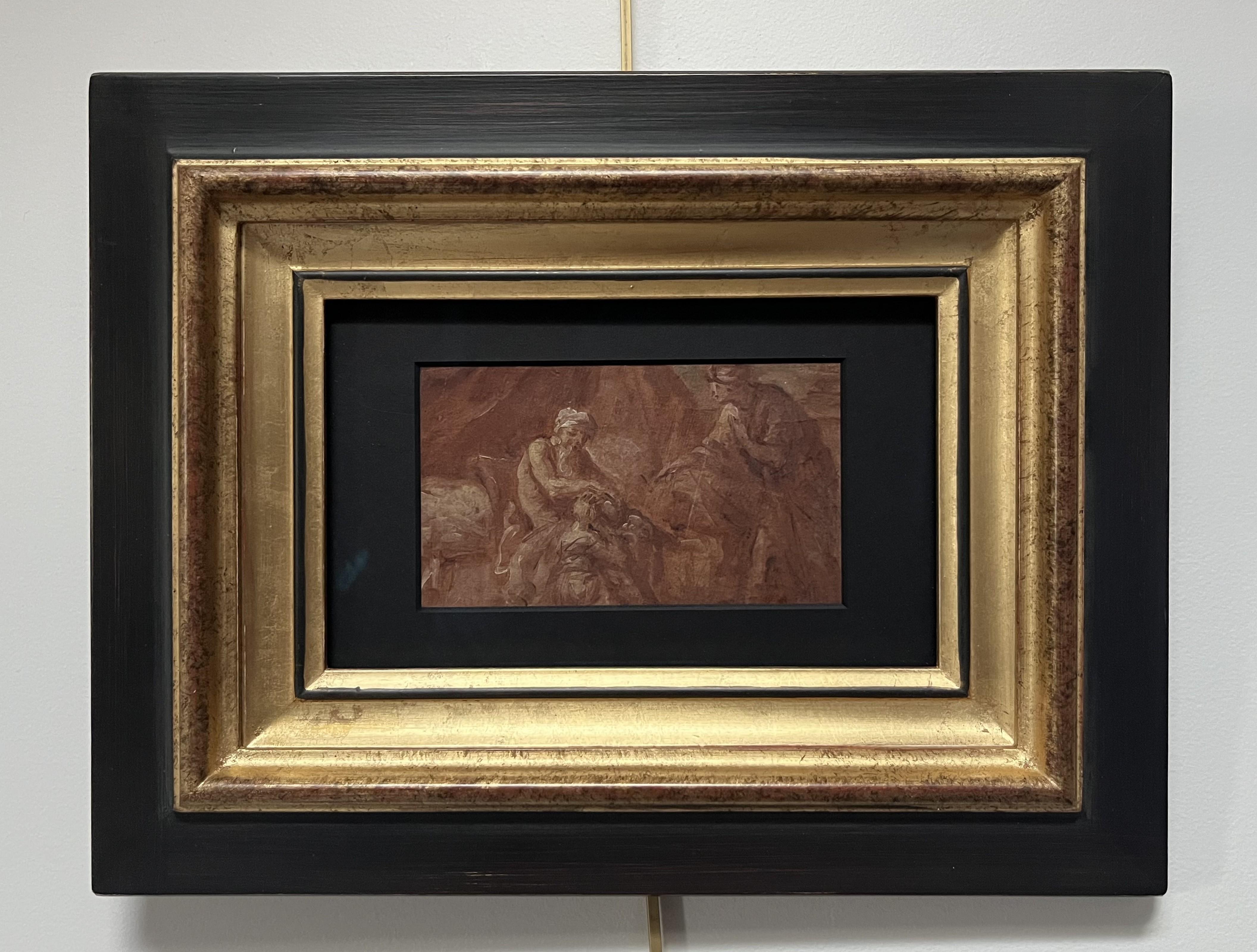 Französische Schule des 18. Jahrhunderts, Jakobs Segen, Öl auf Papier im Angebot 1