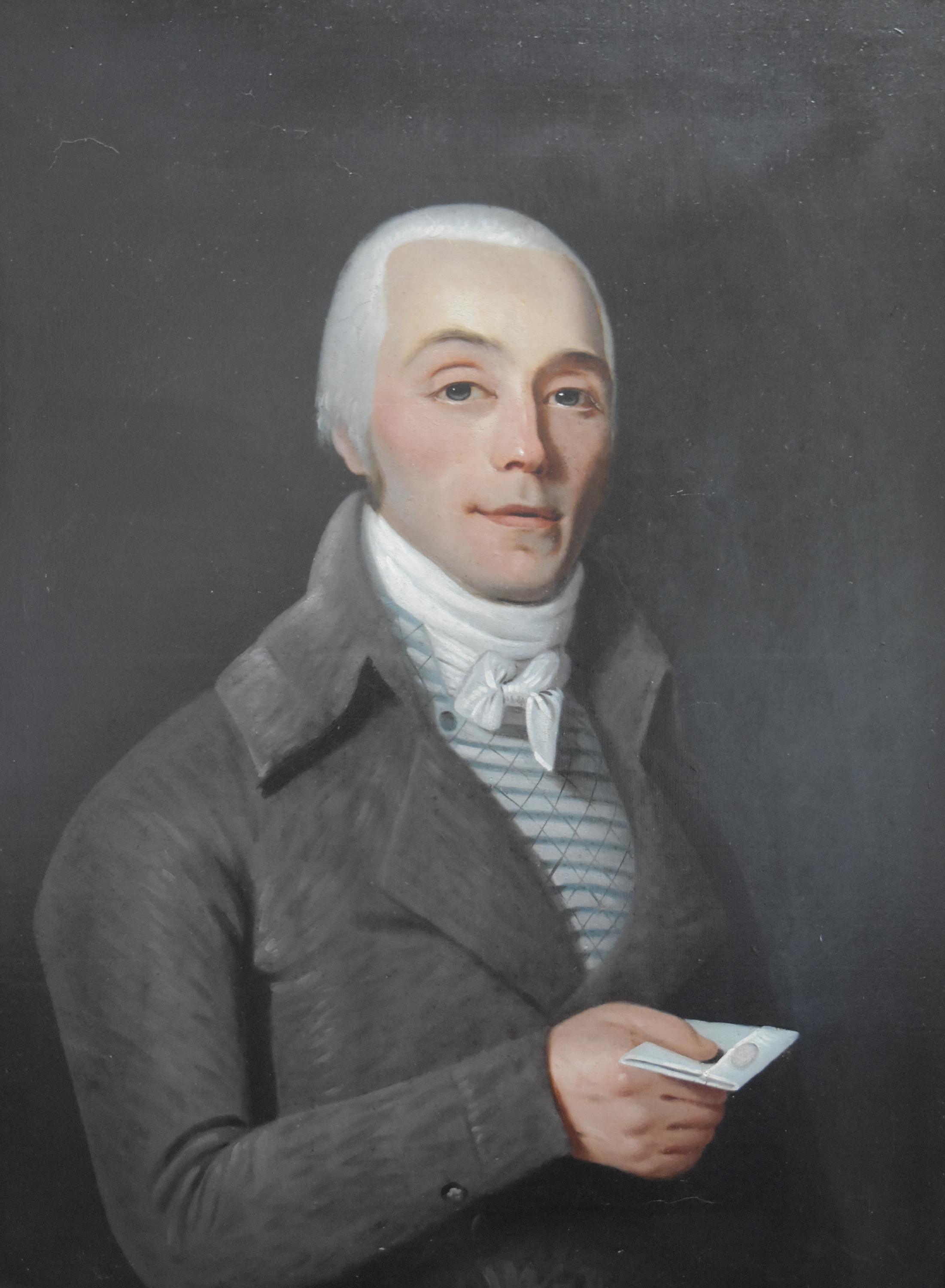 Unknown Figurative Painting - 18th century  French school, Portrait of a young Gentleman man, oil