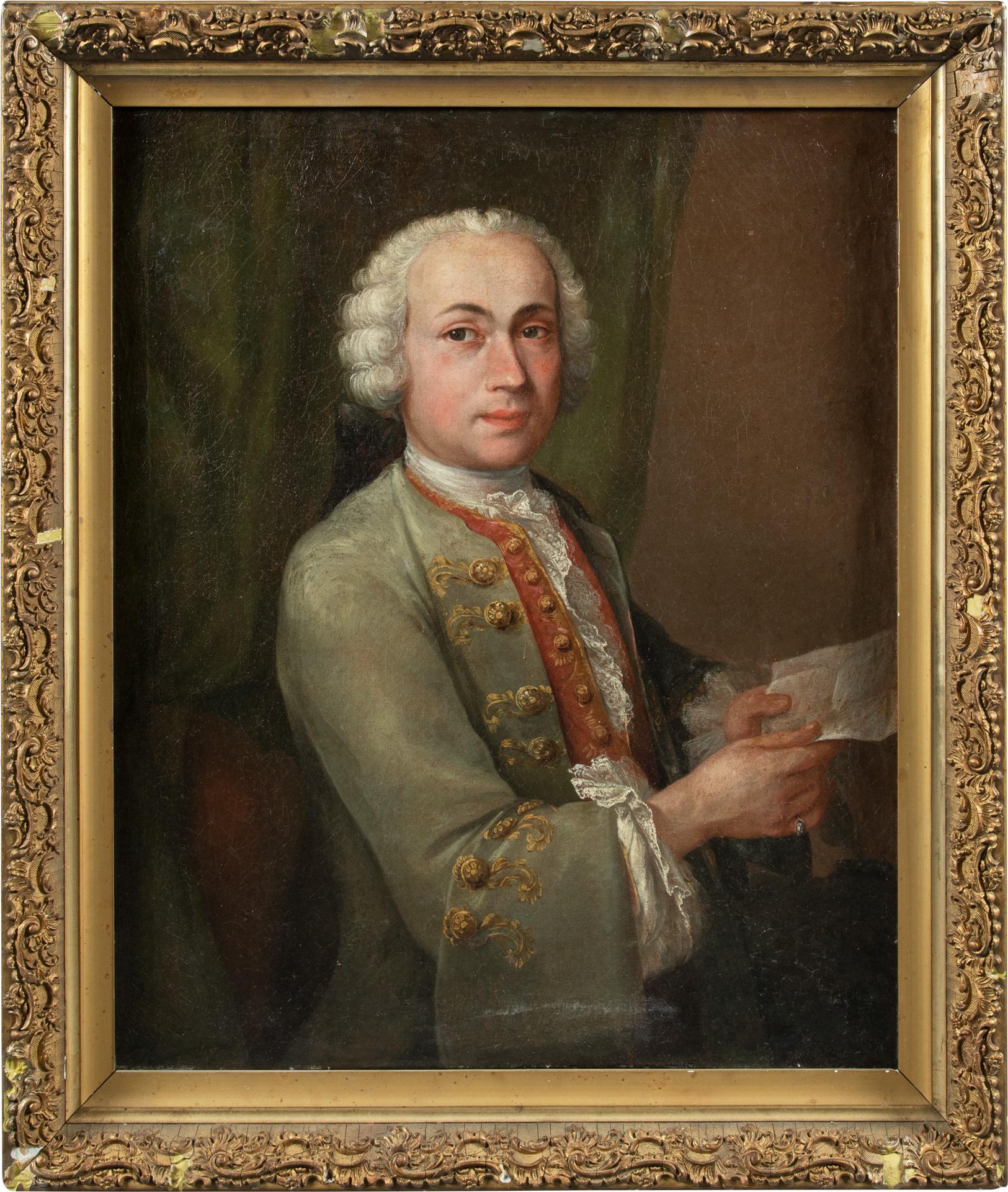 18th century Italian figure painting - Portrait nobleman - Oil on canvas Italy