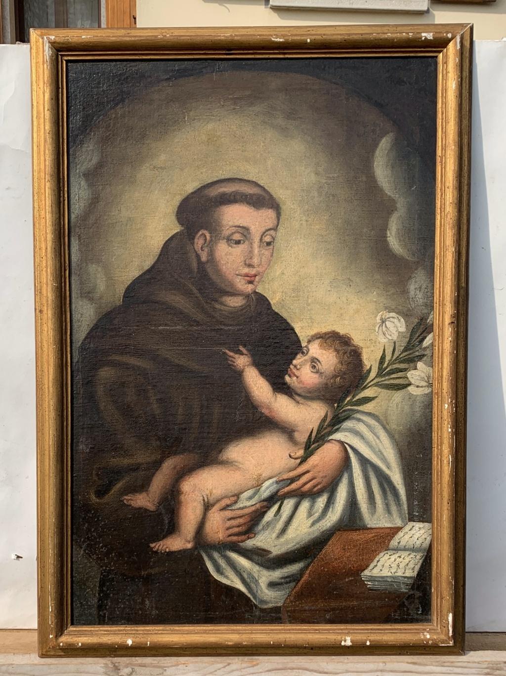 18th century Italian figure painting - Saint Anthony of Padua with Child - Painting by Unknown