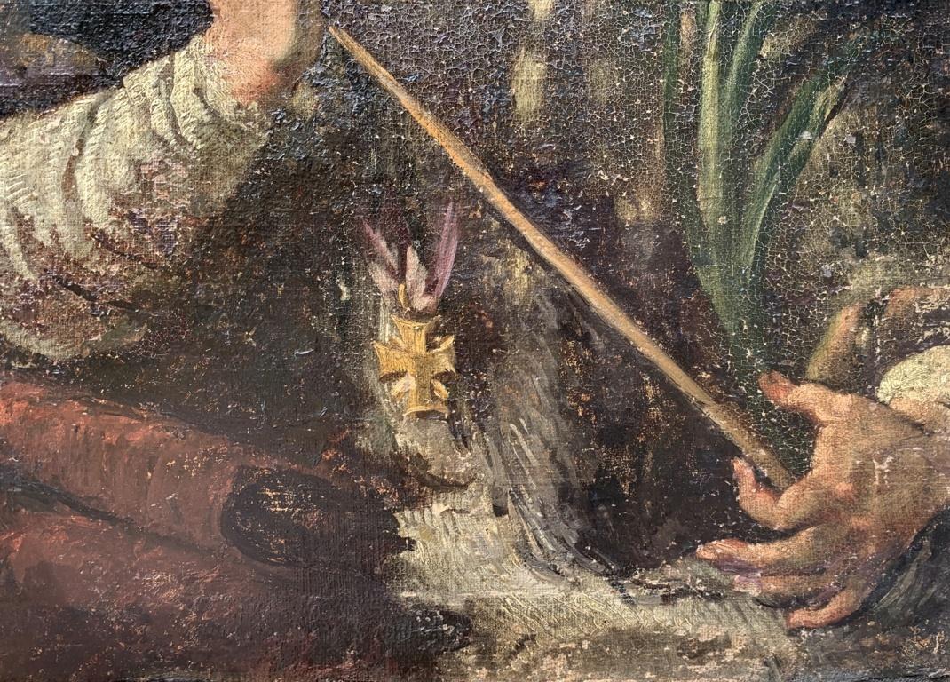 Antique Italian painter -  18th century figure painting - Saint crucifix  For Sale 1
