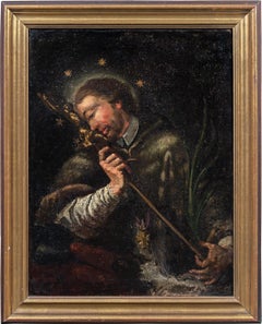 18th century Italian figure painting - Saint crucifix - Oil on canvas Italy