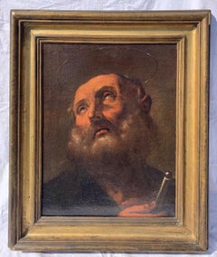 18th century Italian figure painting - Saint Head - Oil on canvas Baroque
