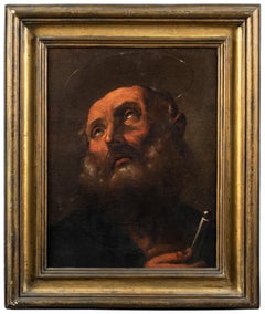 18th century Italian figure painting - Saint Head - Oil on canvas Baroque