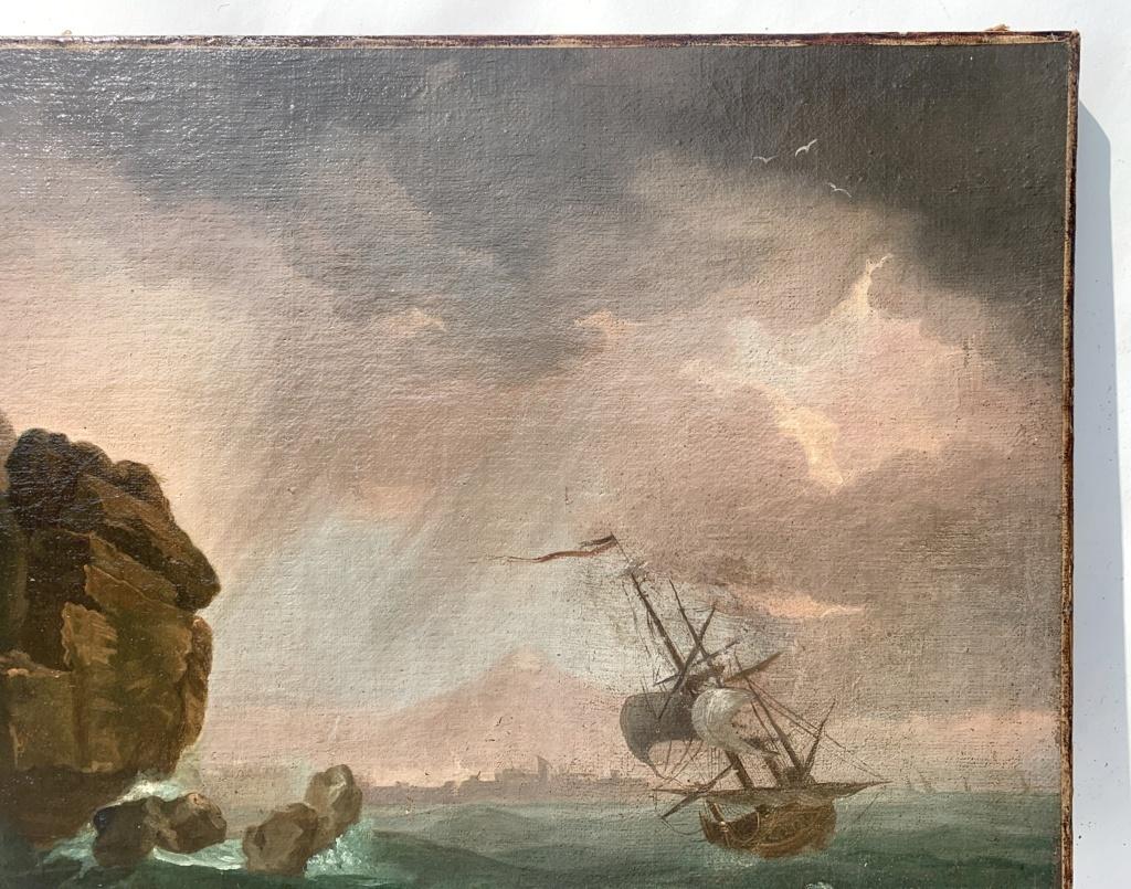 18th century Italian landscape painting - Sea view - Oil on canvas - Rococo Painting by Unknown