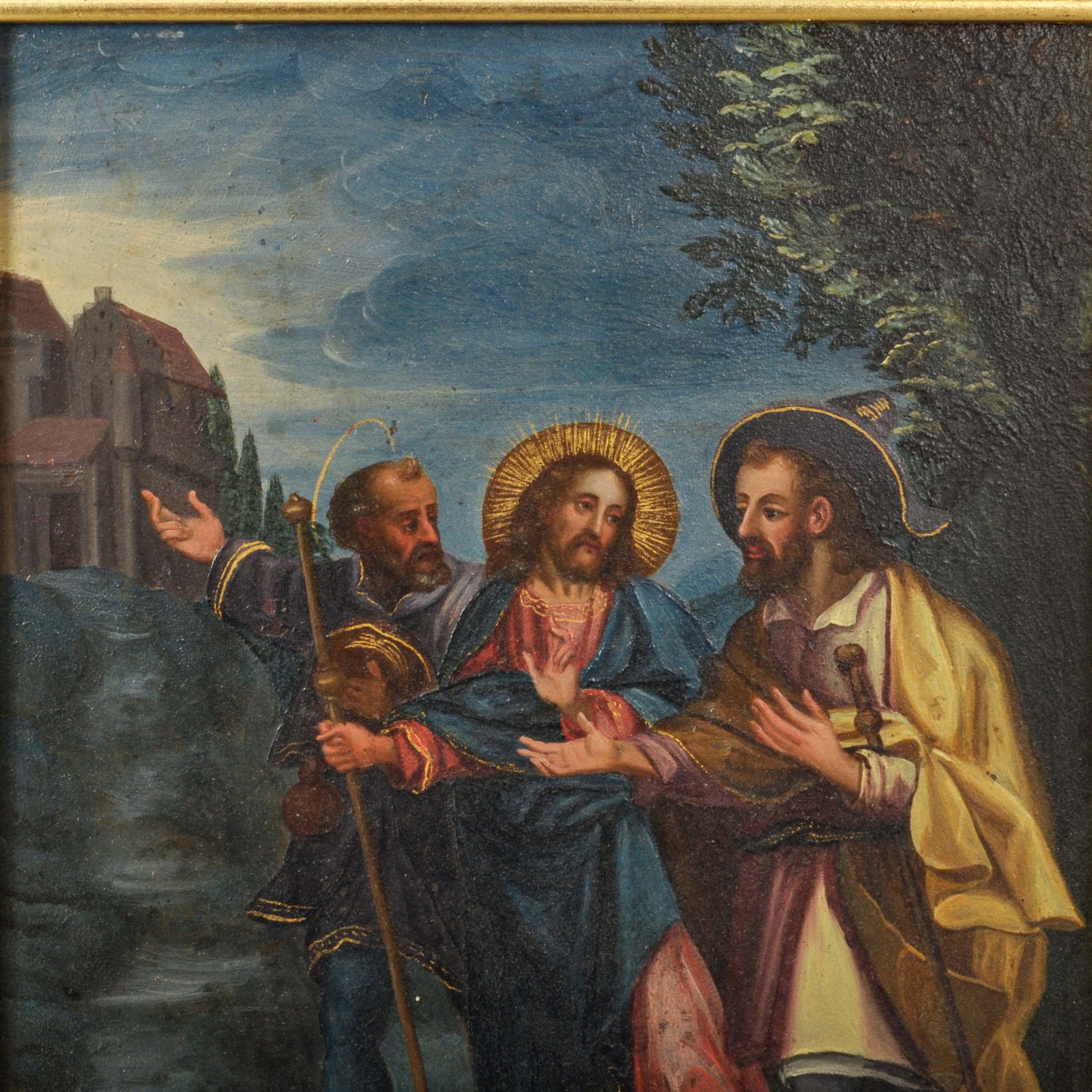 Pintura al temple sobre tabla de un antiguo maestro italiano del siglo XVIII 