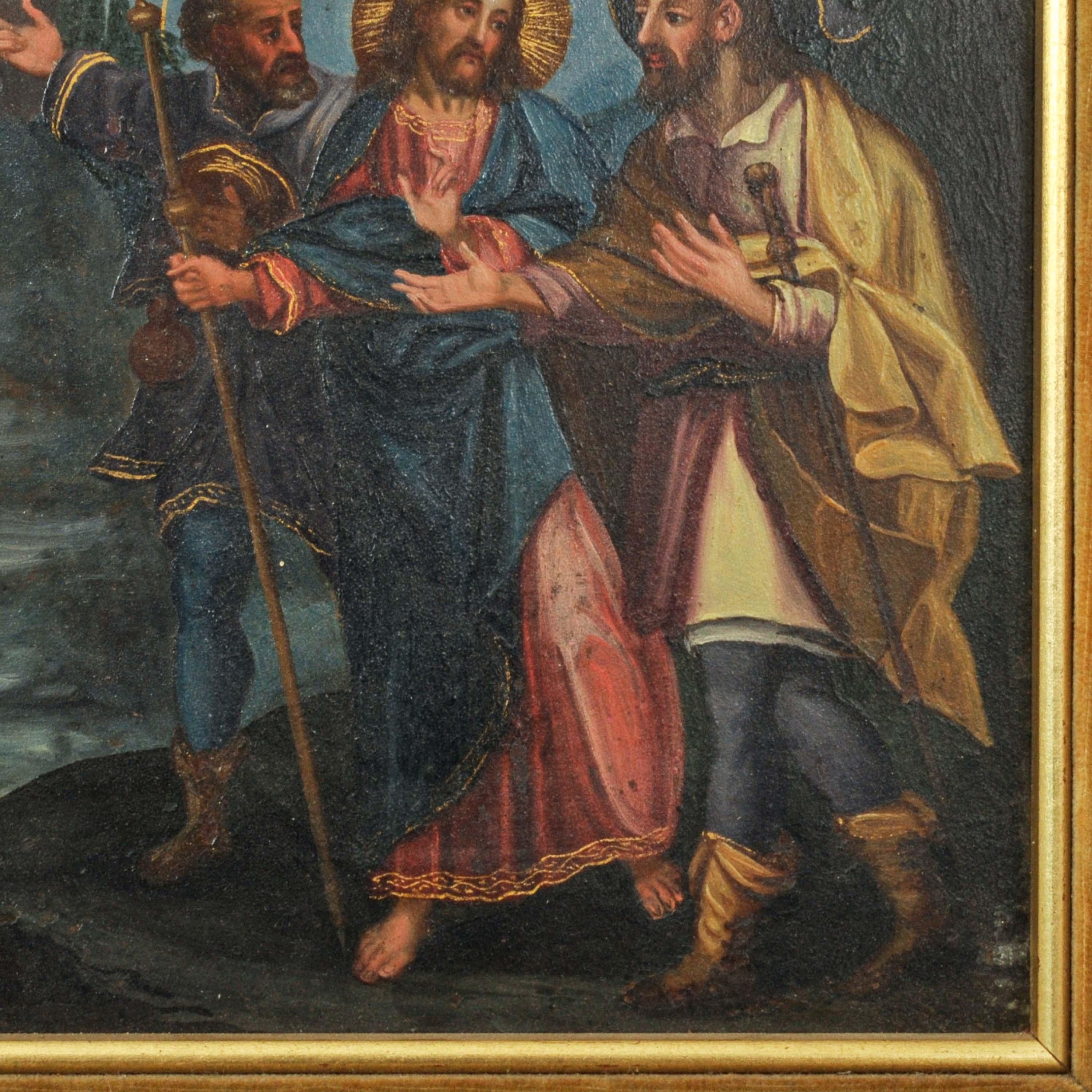 Pintura al temple sobre tabla de un antiguo maestro italiano del siglo XVIII 