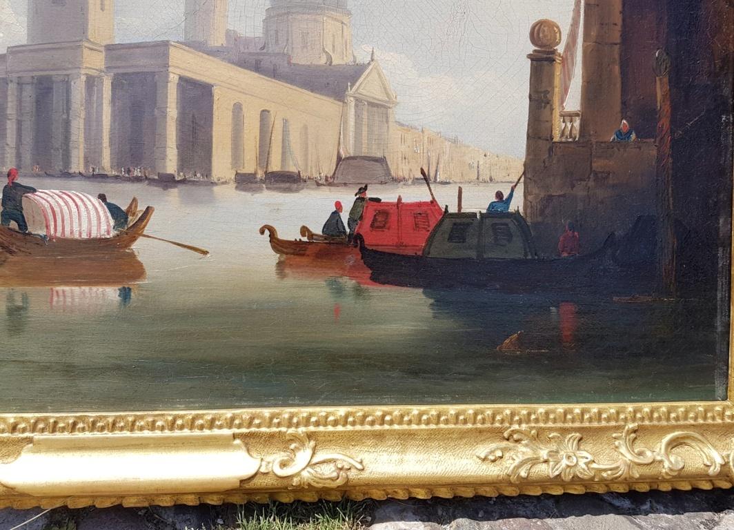 18th century Italian painting - View of Venice, Oil on canvas landscape Venetian - Brown Landscape Painting by Unknown