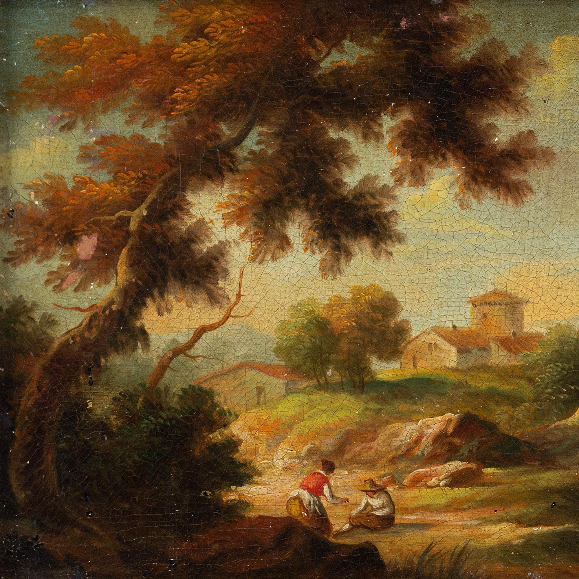 This beautiful 18th-century landscape painting depicts a glorious view across a mountainous region of Italy. The light is exquisite and typically Mediterranean - it’s the environment sought out by travelling artists. A sunlit haven on a gentleman’s