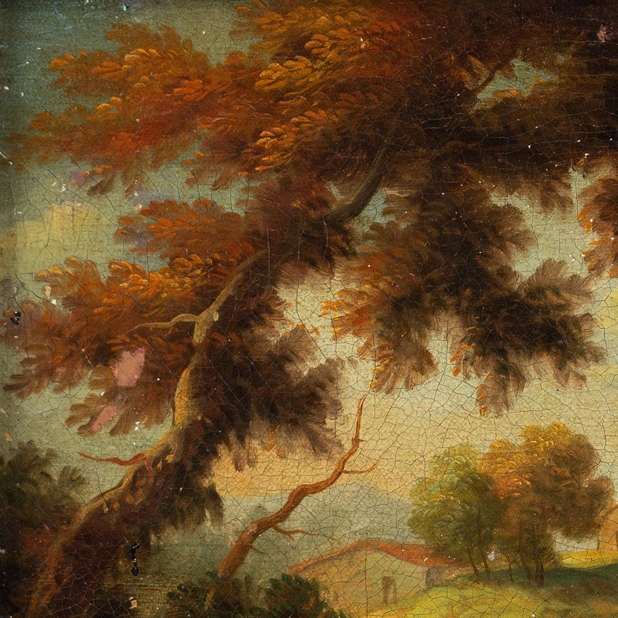 18th-Century Italian School Landscape With Figures, Oil Painting 3