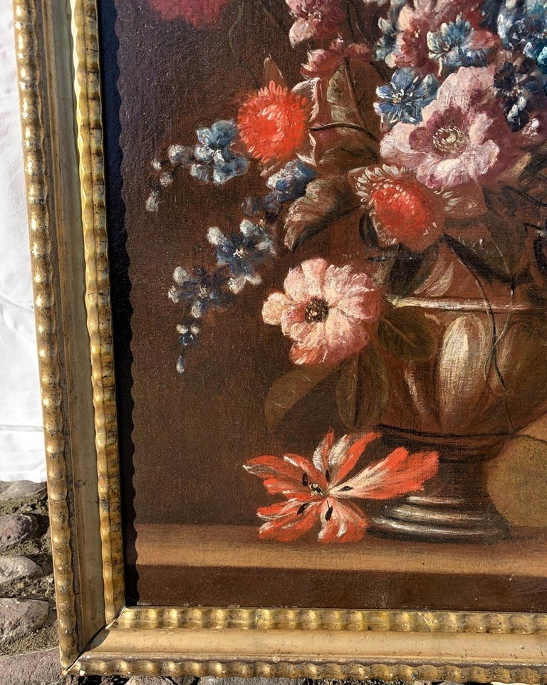 Unknown 18th Century Italian Still Life Painting Flowers Vase