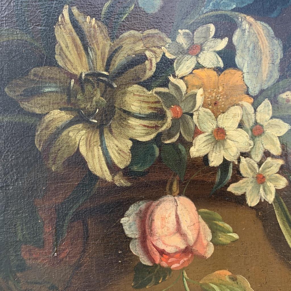 Antique Still Life painter - 18th century Italian painting - flowers vase  7