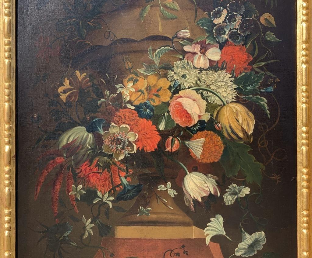 Antique Still Life painter - 18th century Italian painting - flowers vase  - Old Masters Painting by Unknown