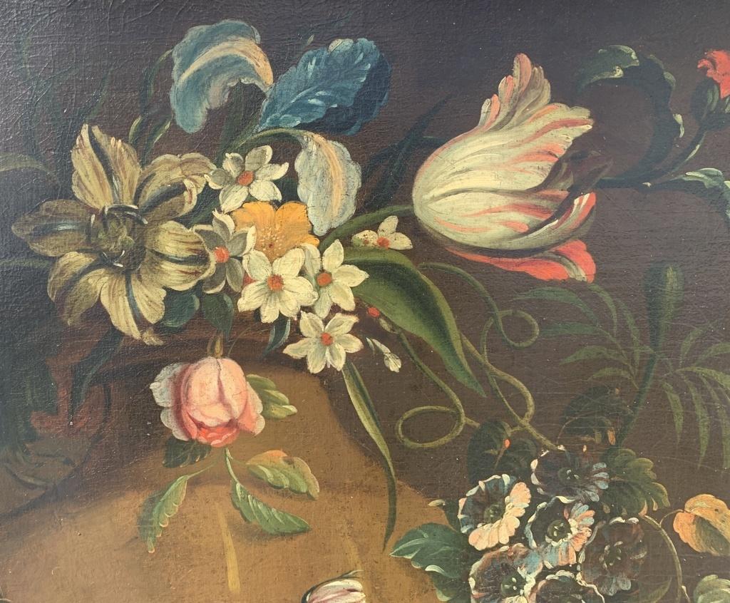 Antique Still Life painter - 18th century Italian painting - flowers vase  - Black Still-Life Painting by Unknown