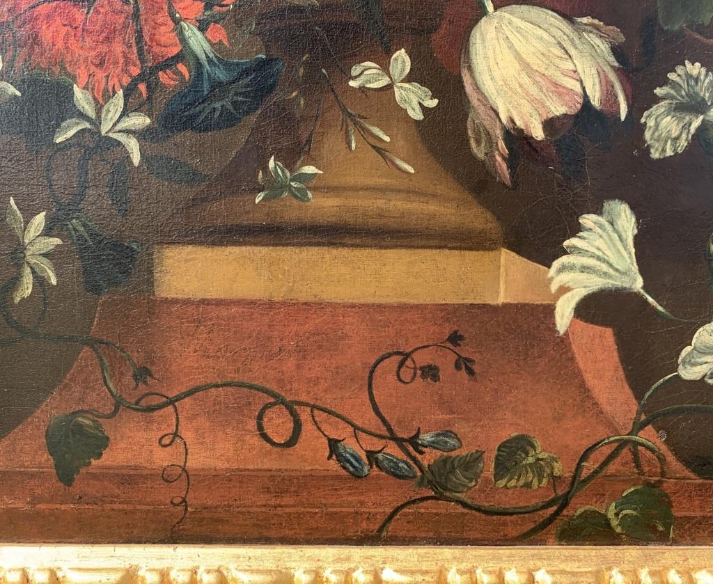 Antique Still Life painter - 18th century Italian painting - flowers vase  3