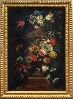 18th century Italian still life painting - Flowers vase - Oil on canvas Italy