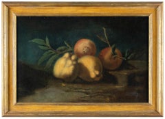 Italienisches Stillleben aus dem 18. Jahrhundert - Zitronenblätter  - Öl auf Leinwand Italien