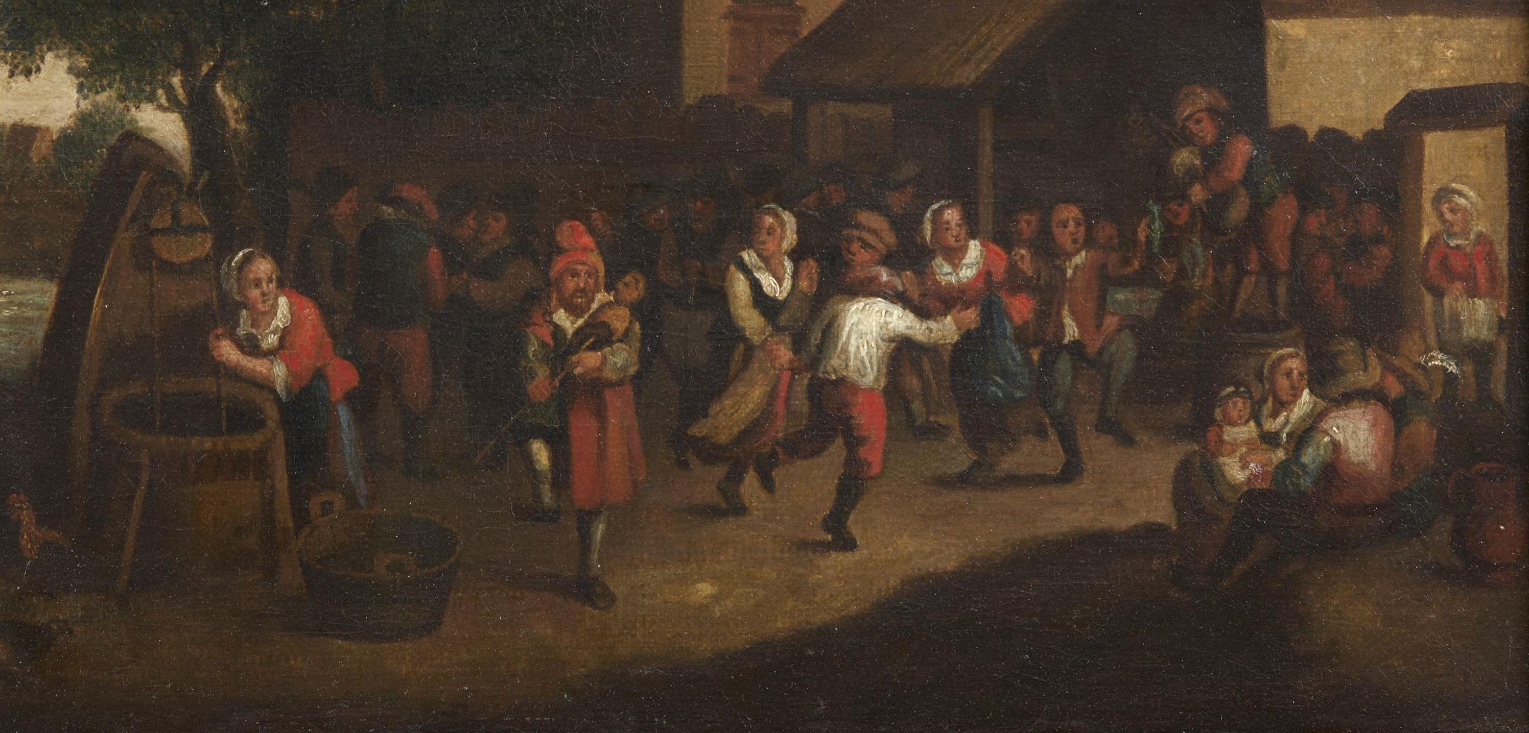 Pintura al óleo sobre lienzo  mide 45 x 55 cm sin marco y 65 x 75 cm con marco y representa una escena campesina al aire libre de la escuela flamenca de finales del siglo XVII y principios del XVIII.

El cuadro que me ha pedido que examine es una
