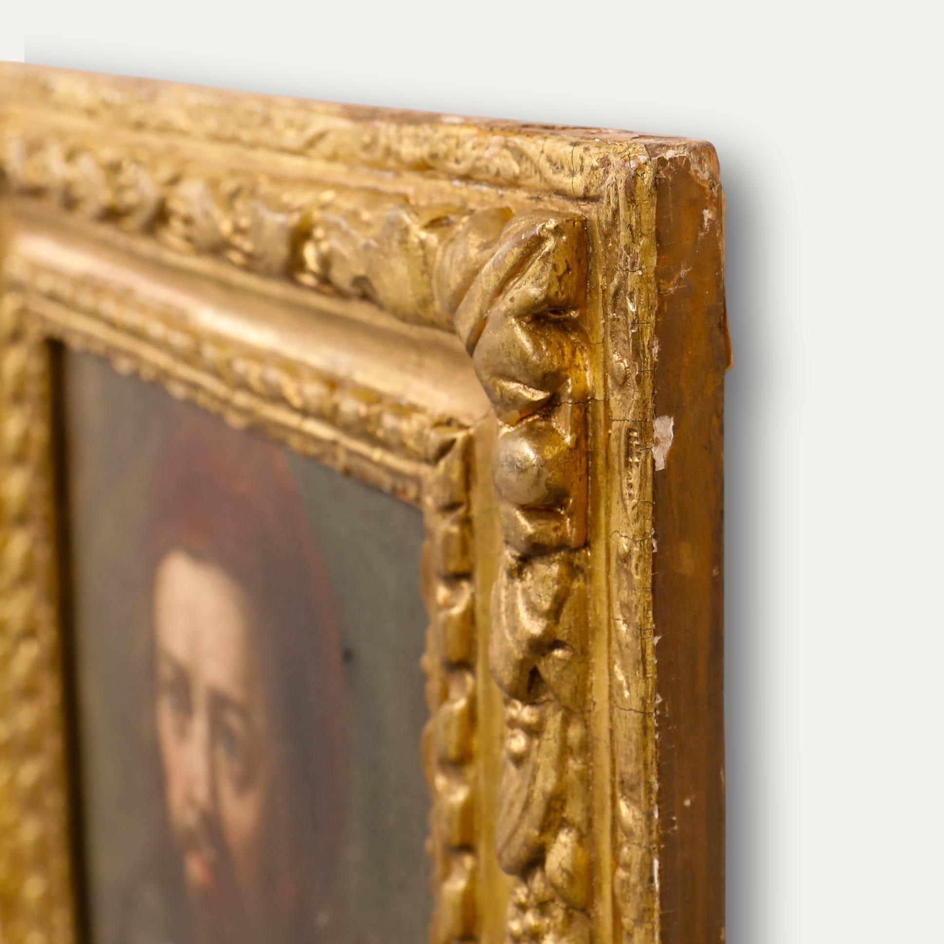 18th Century Oil - Bust of A Man in Red Cap For Sale 1