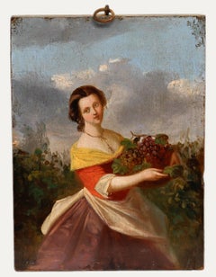 18th Century Oil - Grape Gatherer