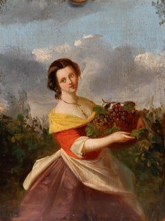 18th Century Oil - Grape Gatherer