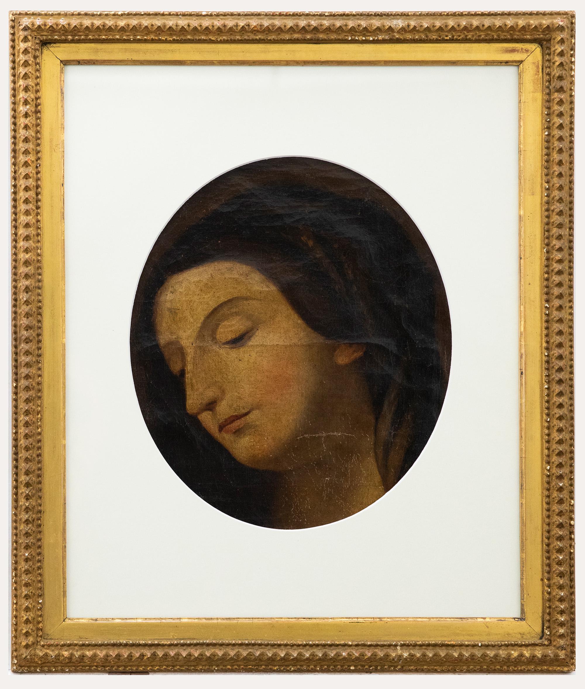 Unknown Portrait Painting – Ölgemälde – Kopfstudie einer Dame aus dem 18. Jahrhundert