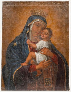 Antique 18th Century Oil - Madonna and Child
