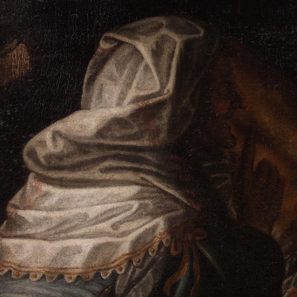siglo XVIII Óleo sobre lienzo Pintura bíblica italiana Judith y Holofernes en venta 7