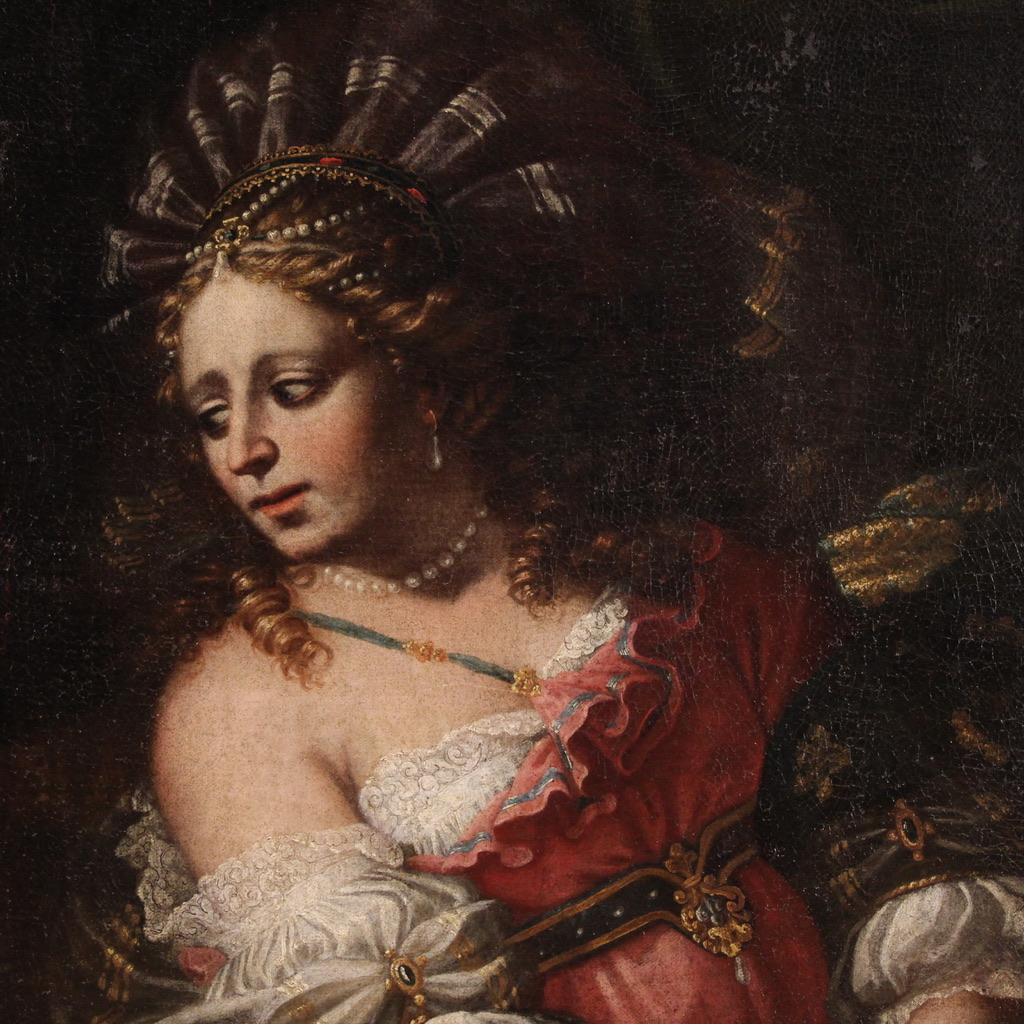 siglo XVIII Óleo sobre lienzo Pintura bíblica italiana Judith y Holofernes en venta 2