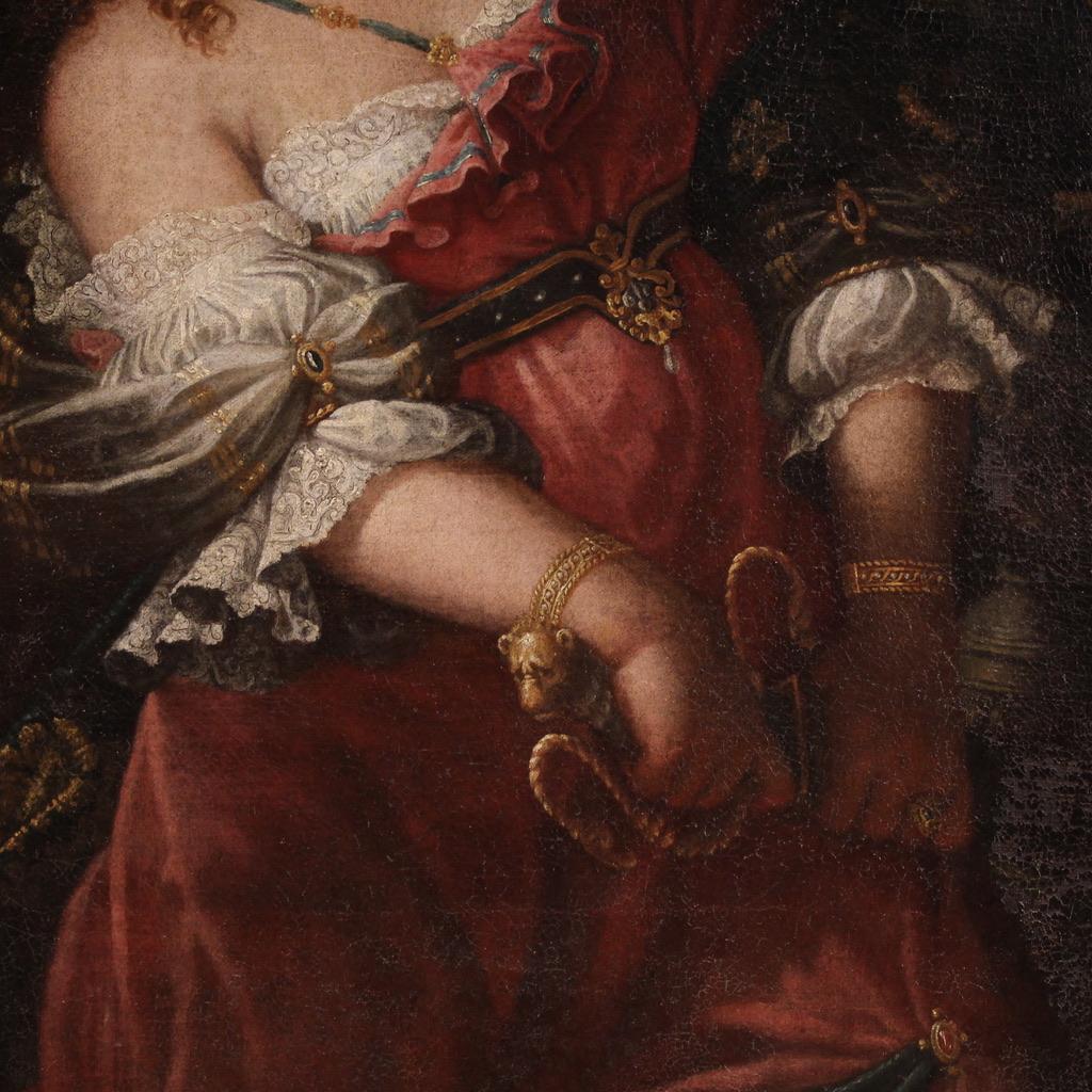 siglo XVIII Óleo sobre lienzo Pintura bíblica italiana Judith y Holofernes en venta 3