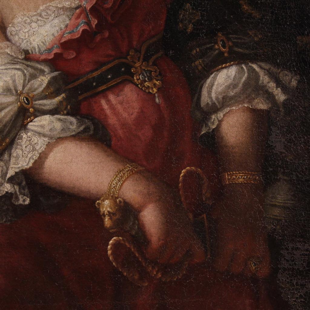 siglo XVIII Óleo sobre lienzo Pintura bíblica italiana Judith y Holofernes en venta 4