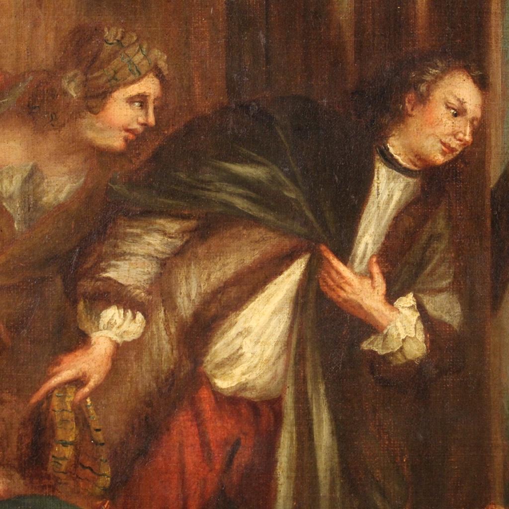 18. Jahrhundert Öl auf Leinwand Englische Genremalerei, 1750 im Angebot 6