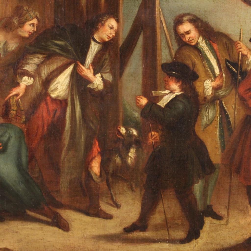 18. Jahrhundert Öl auf Leinwand Englische Genremalerei, 1750 im Angebot 1