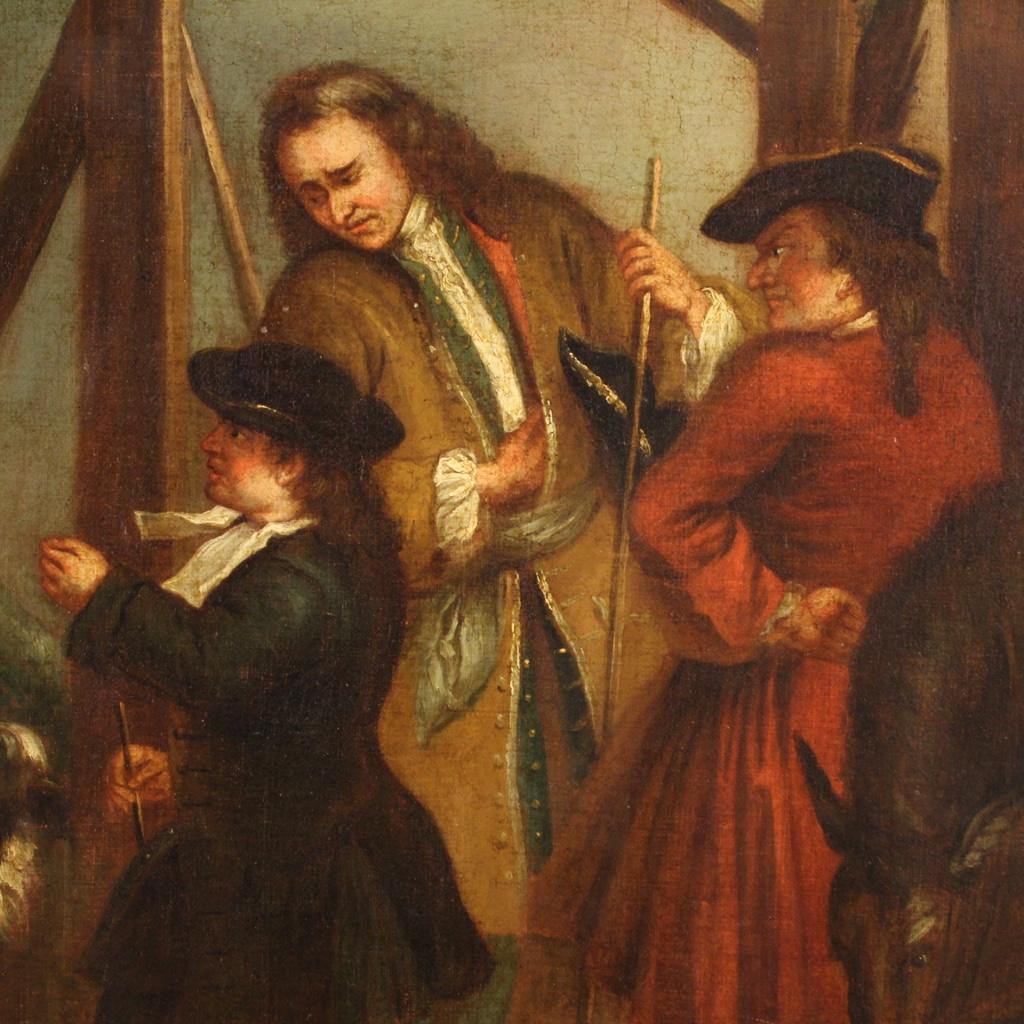 18. Jahrhundert Öl auf Leinwand Englische Genremalerei, 1750 im Angebot 4