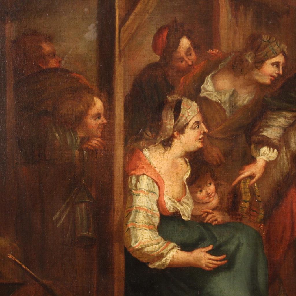 18. Jahrhundert Öl auf Leinwand Englische Genremalerei, 1750 im Angebot 5
