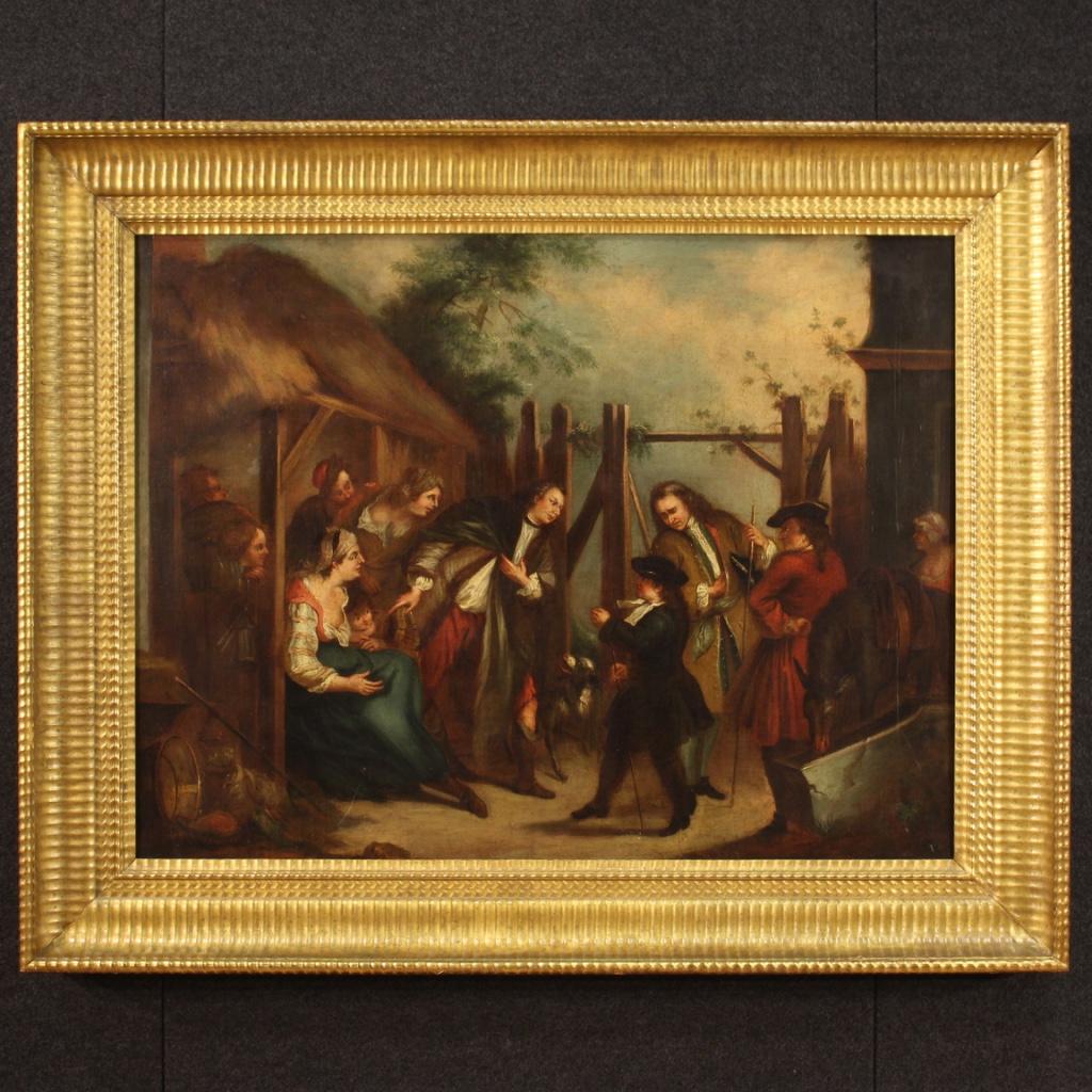 Unknown Figurative Painting – 18. Jahrhundert Öl auf Leinwand Englische Genremalerei, 1750