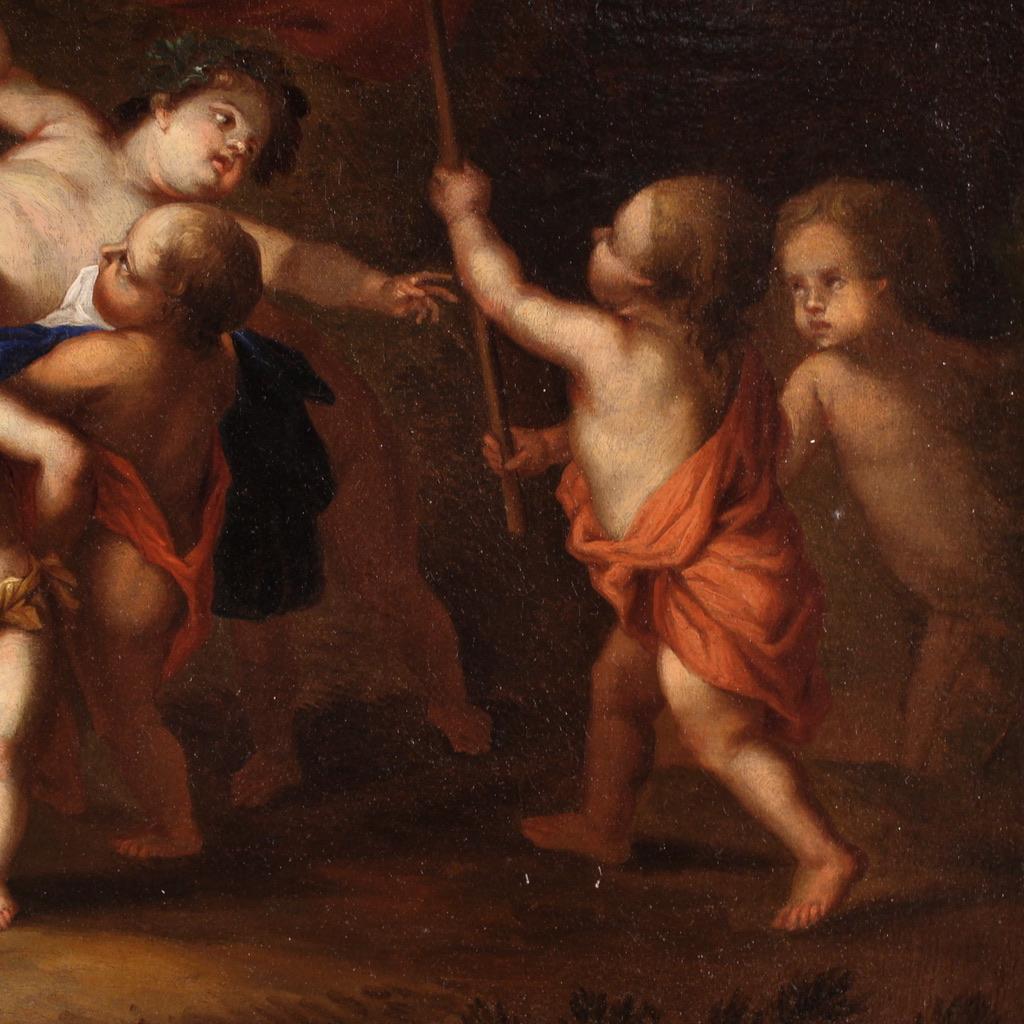 18th Century Oil on Canvas Flemish Painting Bacchanal, 1720 in vendita 9