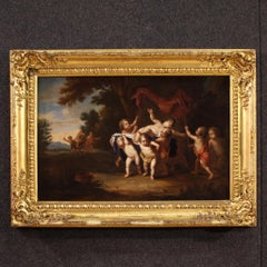 18th Century Oil on Canvas Flemish Painting Bacchanal, 1720