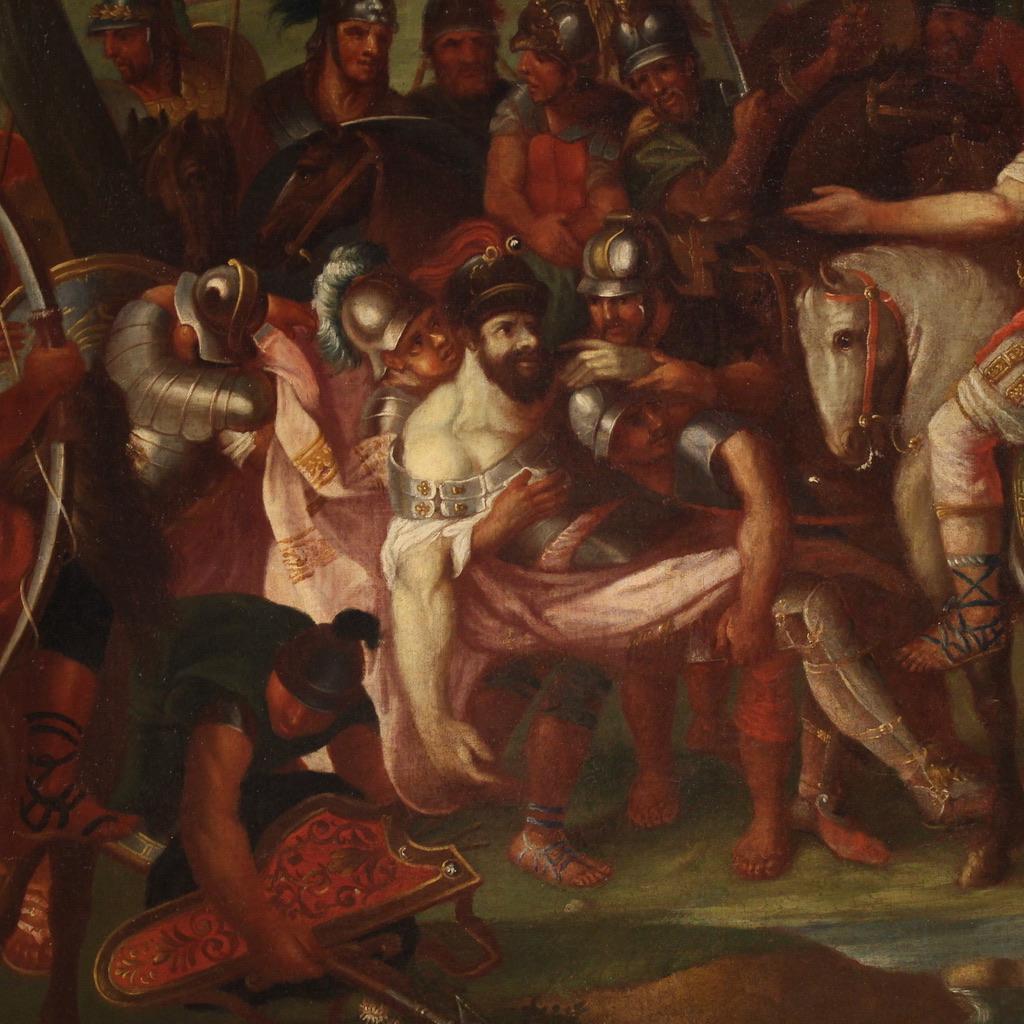 18th Century Oil on Canvas French Battle Painting Alexander the Great and Porus For Sale 8