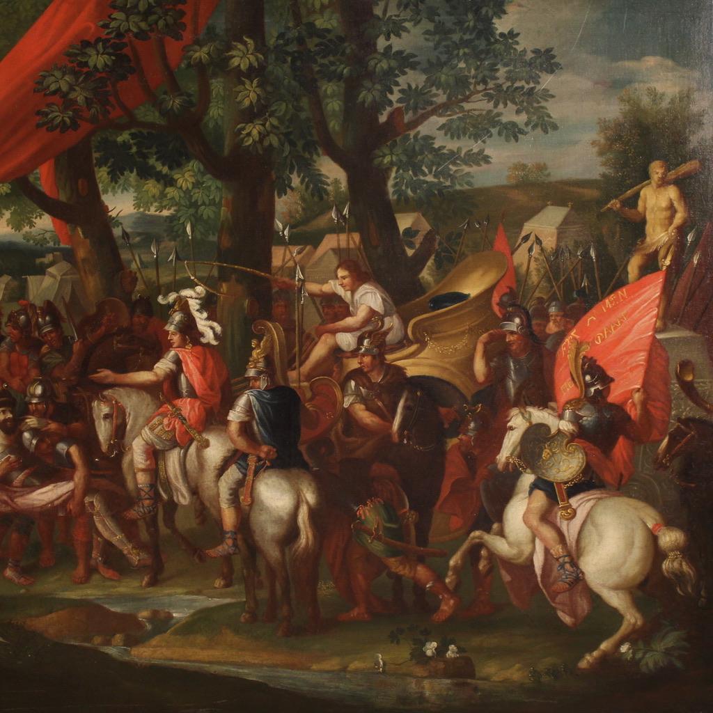 18th Century Oil on Canvas French Battle Painting Alexander the Great and Porus For Sale 9