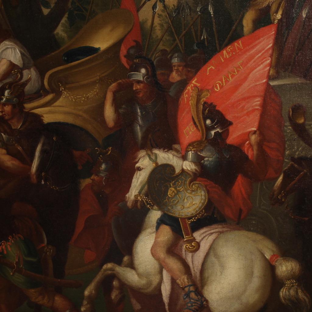 18th Century Oil on Canvas French Battle Painting Alexander the Great and Porus For Sale 12