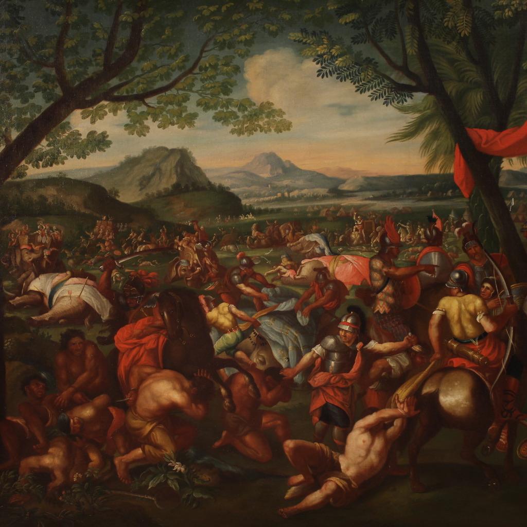 18th Century Oil on Canvas French Battle Painting Alexander the Great and Porus - Black Figurative Painting by Unknown